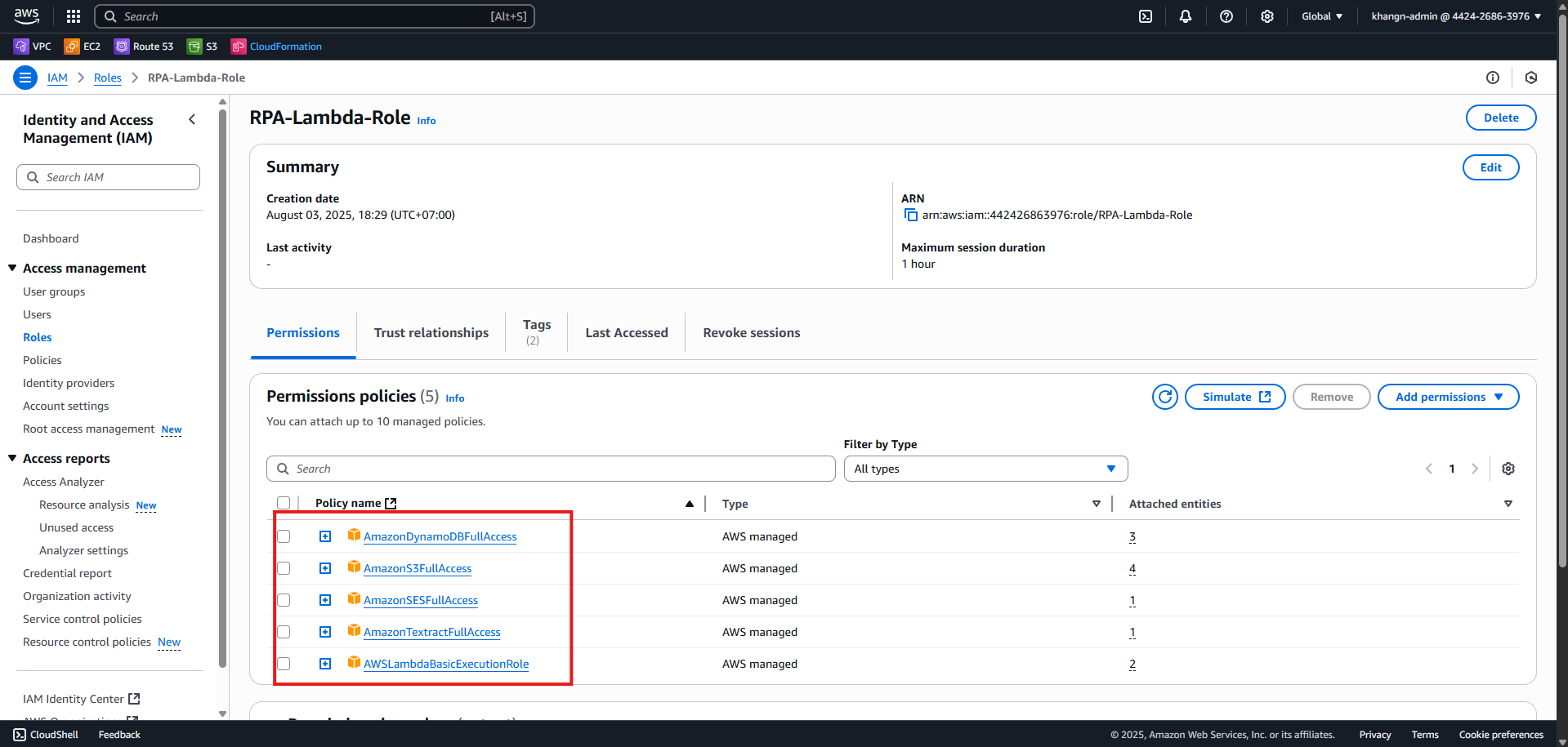 Create IAM Role :: Simple RPA Platform with AI on AWS